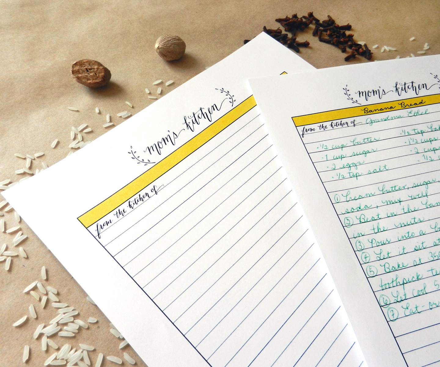Printable Recipe Card Template for Mom