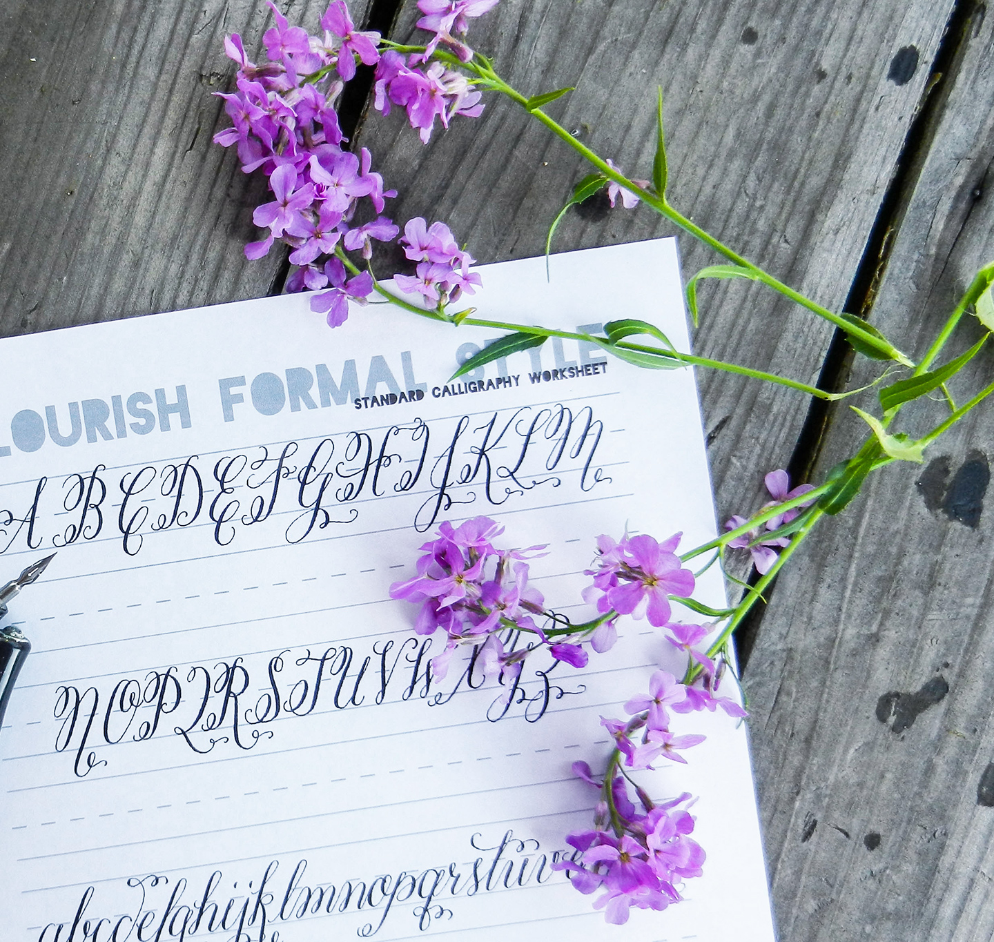 Flourish Formal Style Calligraphy Worksheet