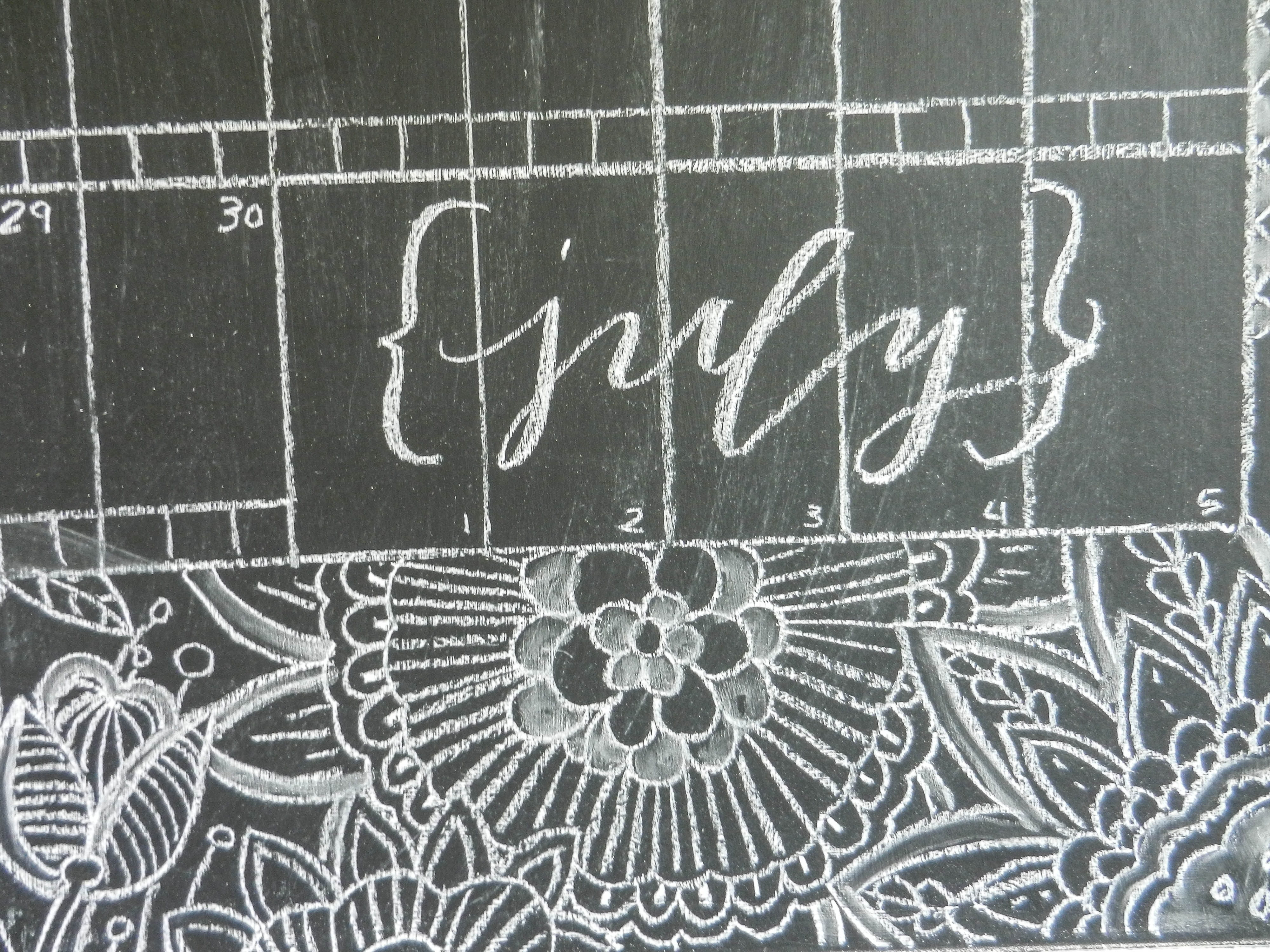 Chalkboard Calligraphy Calendar with Henna