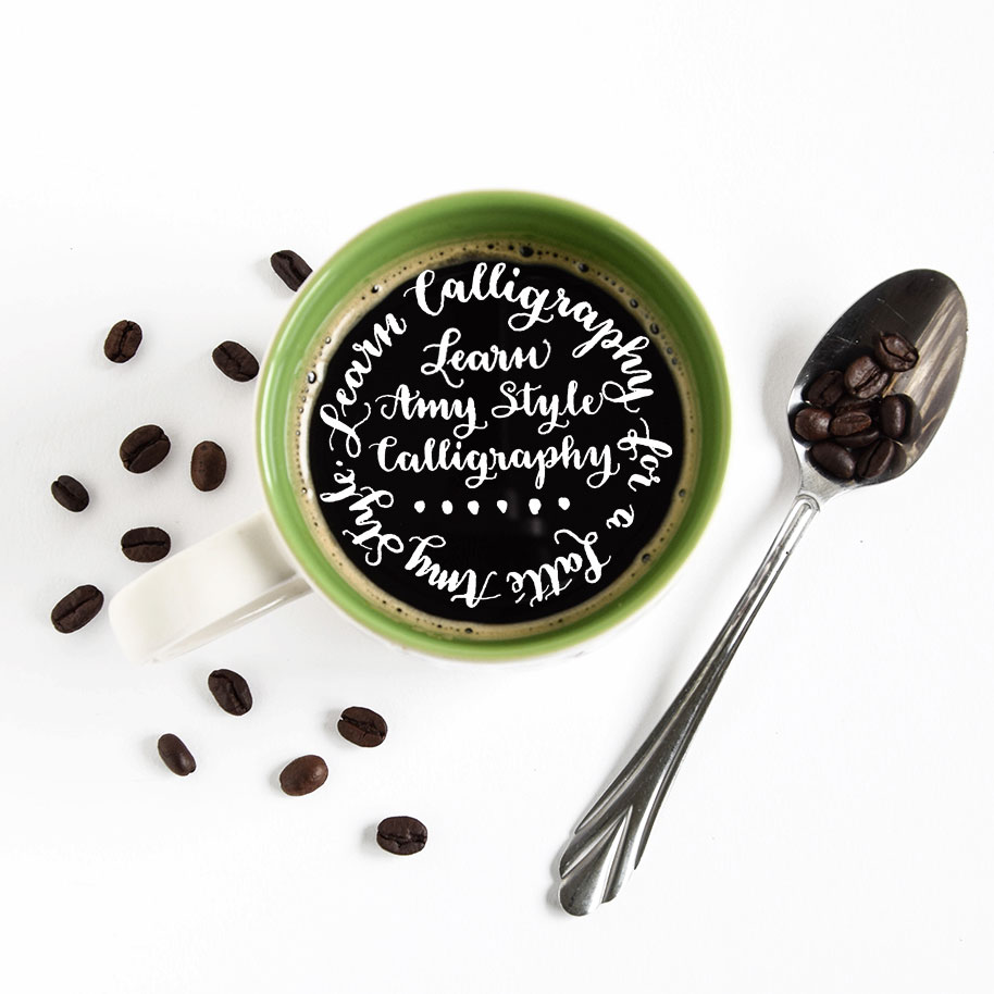 Introducing the Amy Style Learn Calligraphy for a Latté Worksheet Set + Video Course