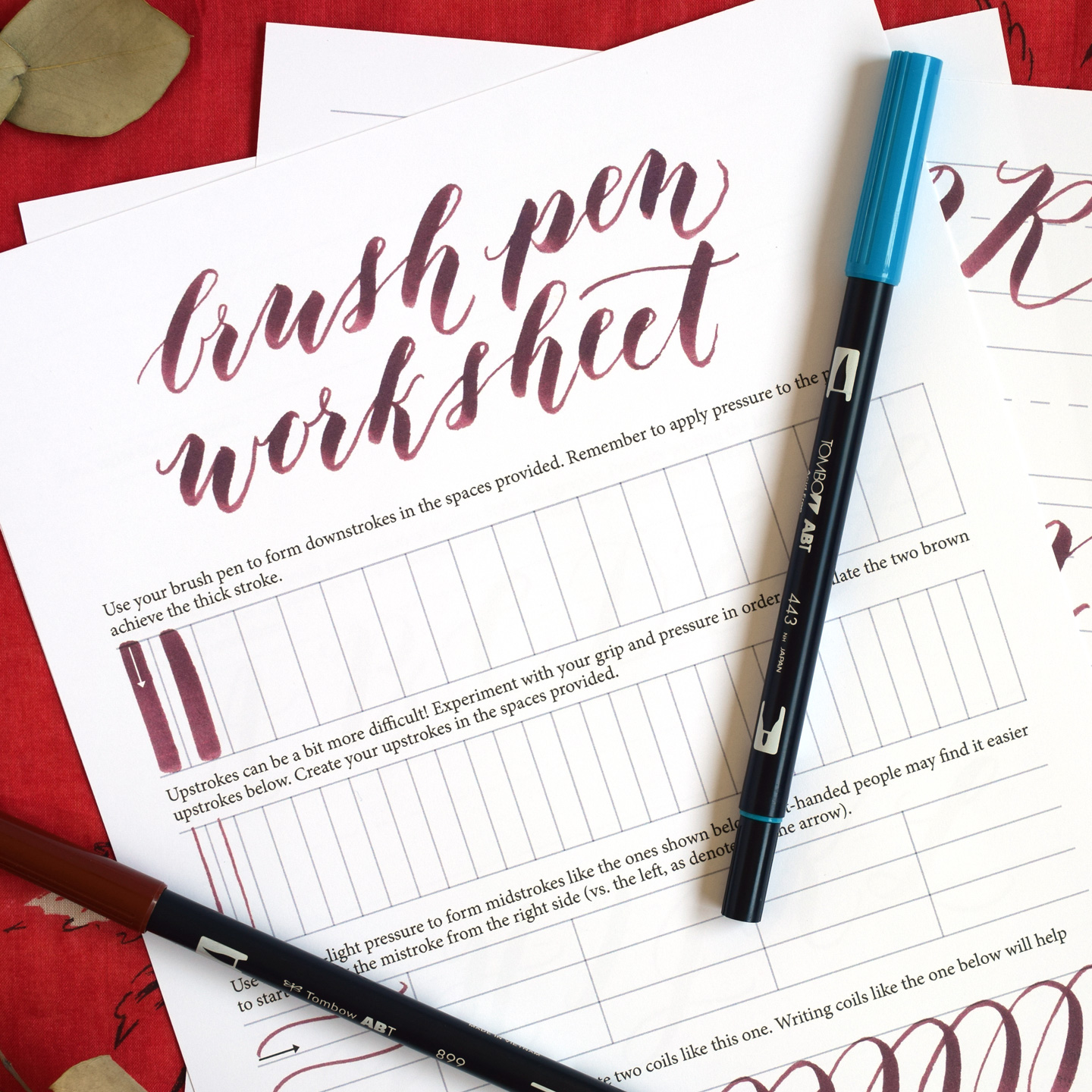 Free Brush Pen Calligraphy Worksheet