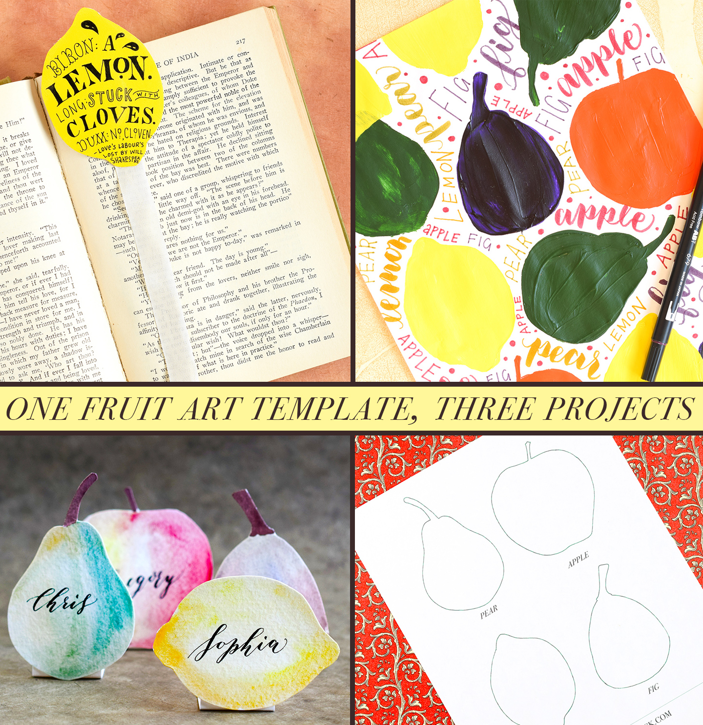 One Fruit Art Template, Three Projects