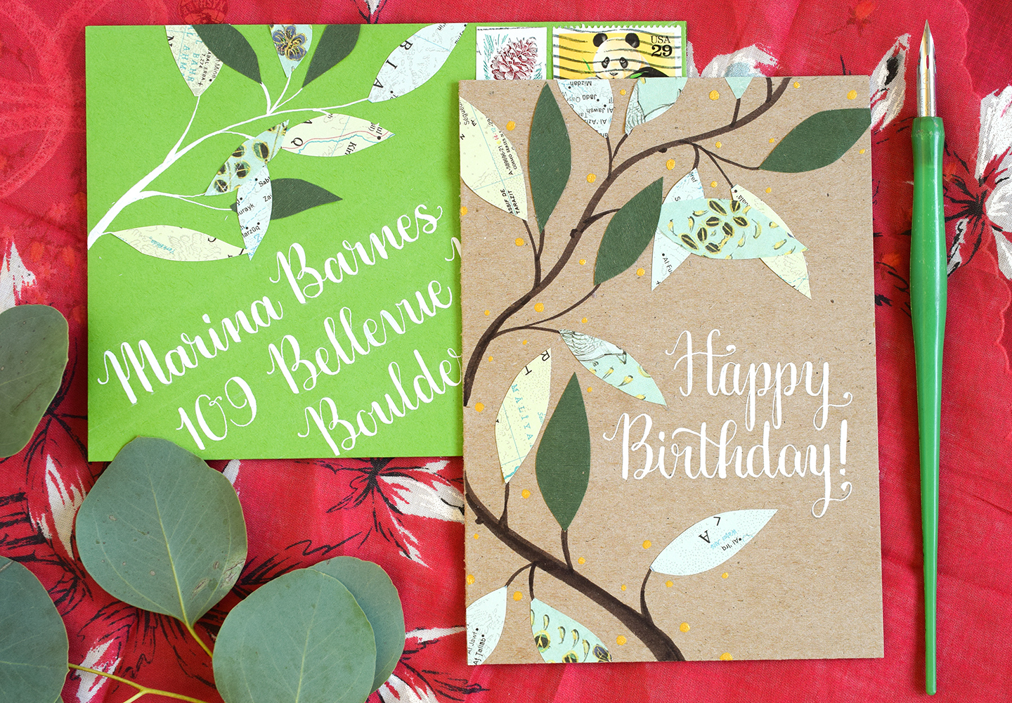 Leafy Homemade Birthday Card Tutorial