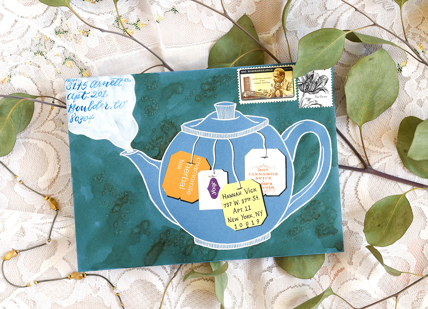 Illustrated Teapot Envelope Art Tutorial