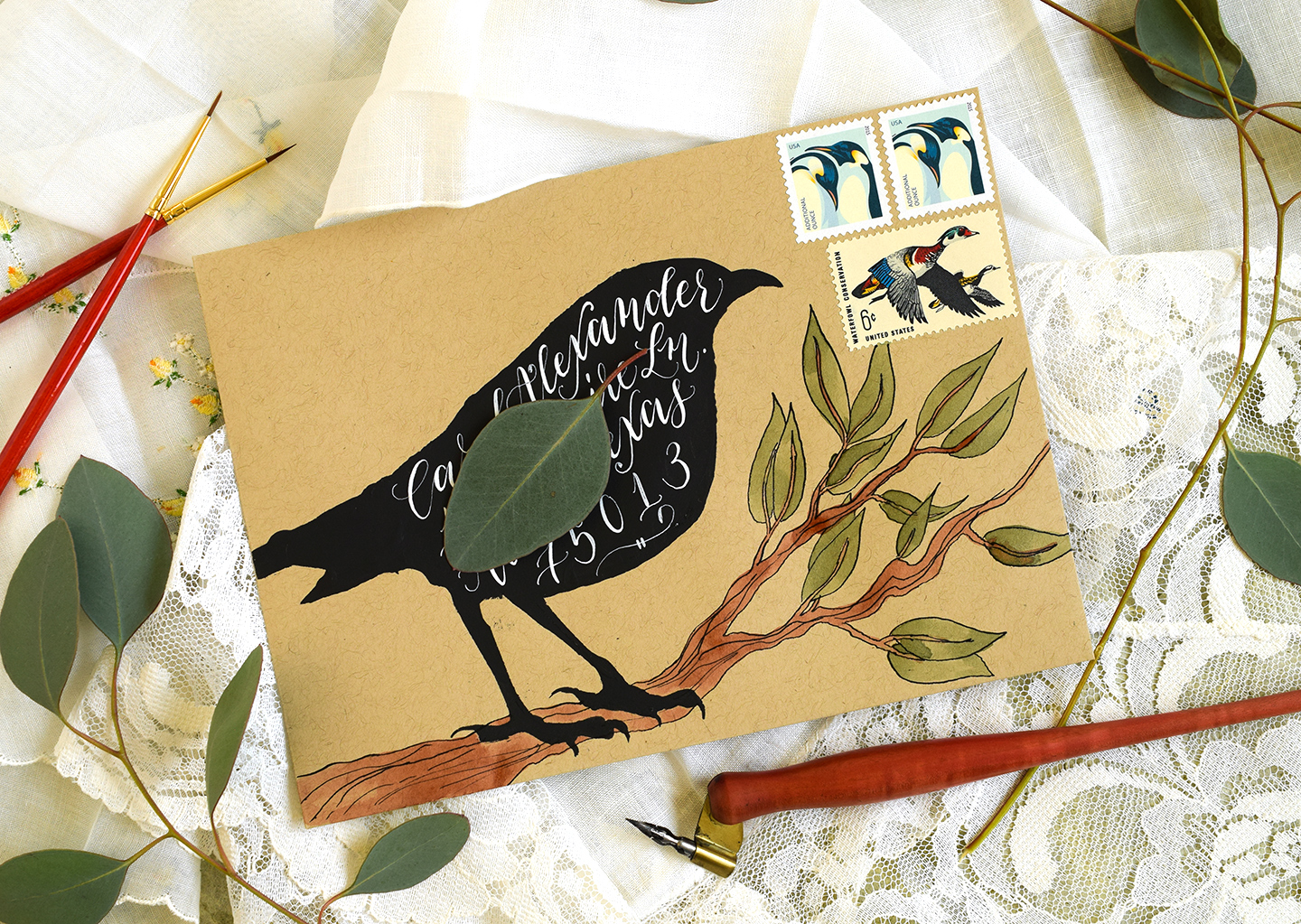 Black Crow Halloween Mail Art Tutorial
