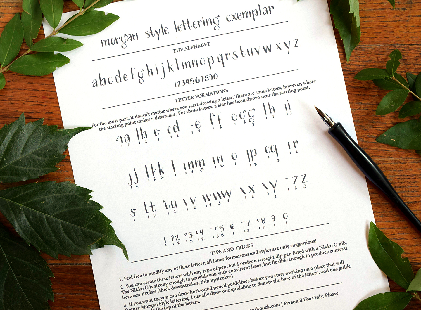 Free Printable Hand Lettering Exemplar: “Morgan Style”