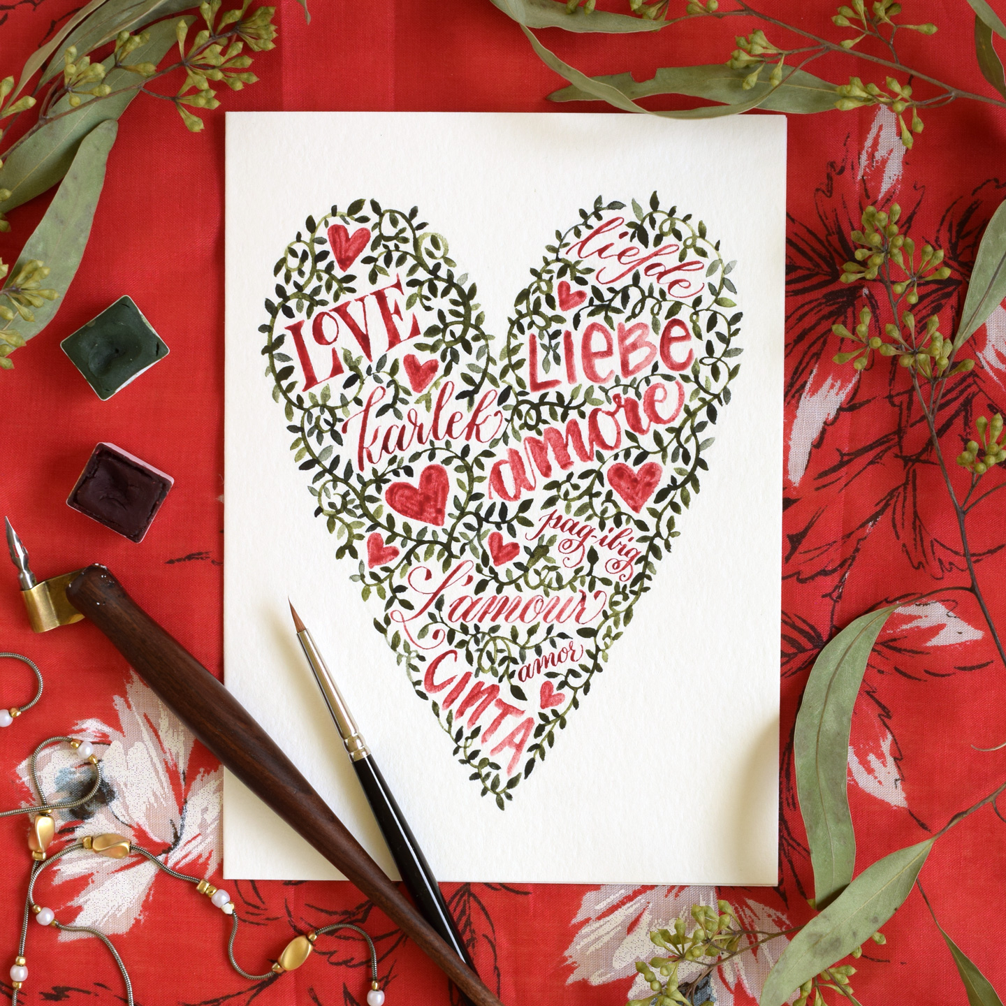 Words and Vines Valentine’s Day Card Tutorial