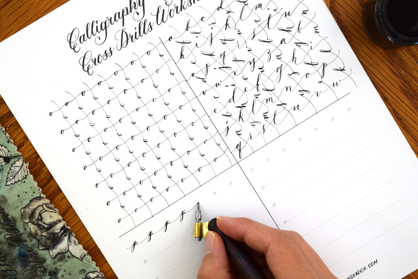 Free Calligraphy Worksheet: Spacing Cross Drills