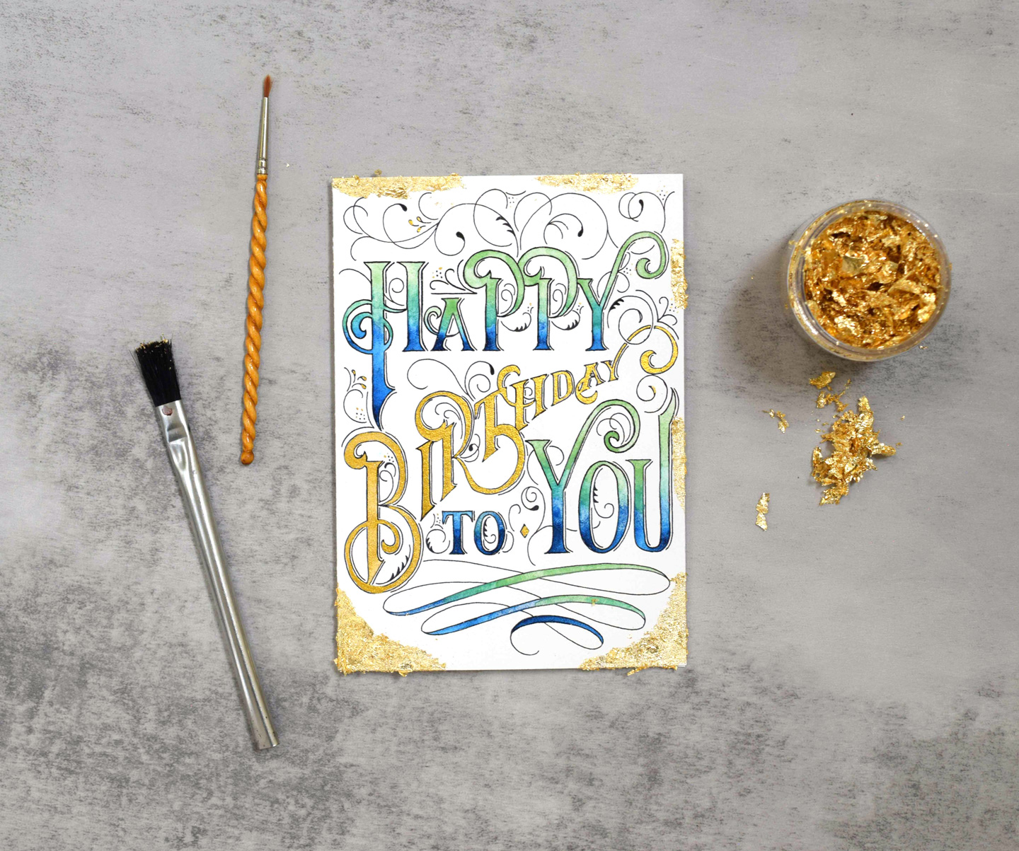 Exquisite Hand-Lettered Free Printable Birthday Card