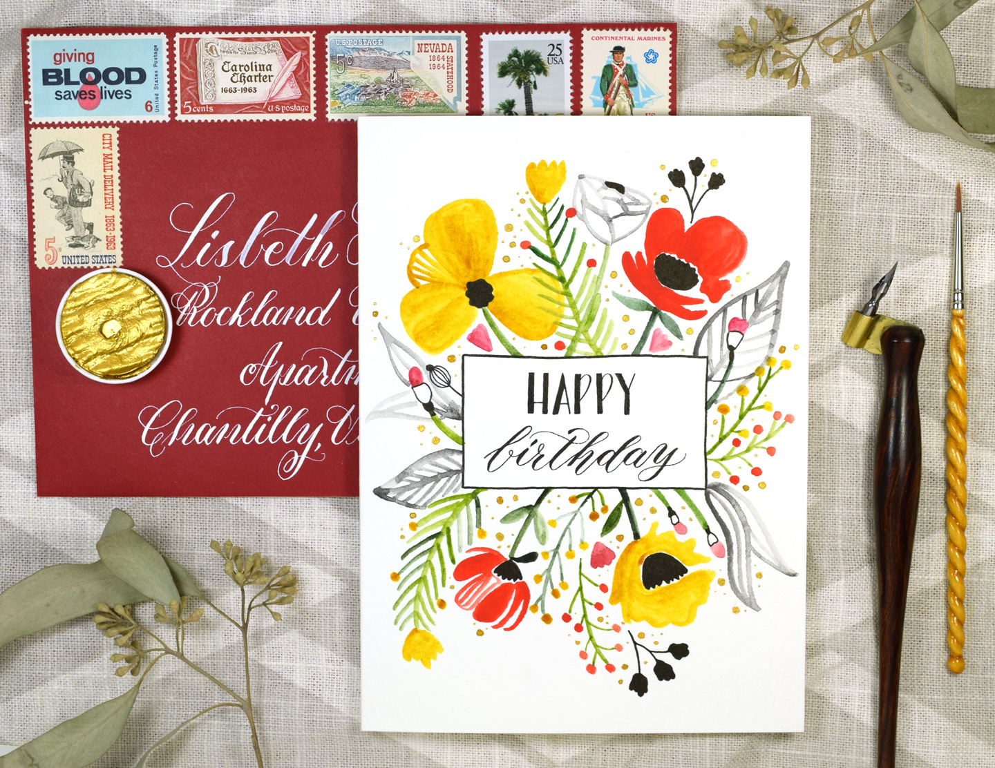 Floral Burst Birthday Card Tutorial (Includes Free Printable)