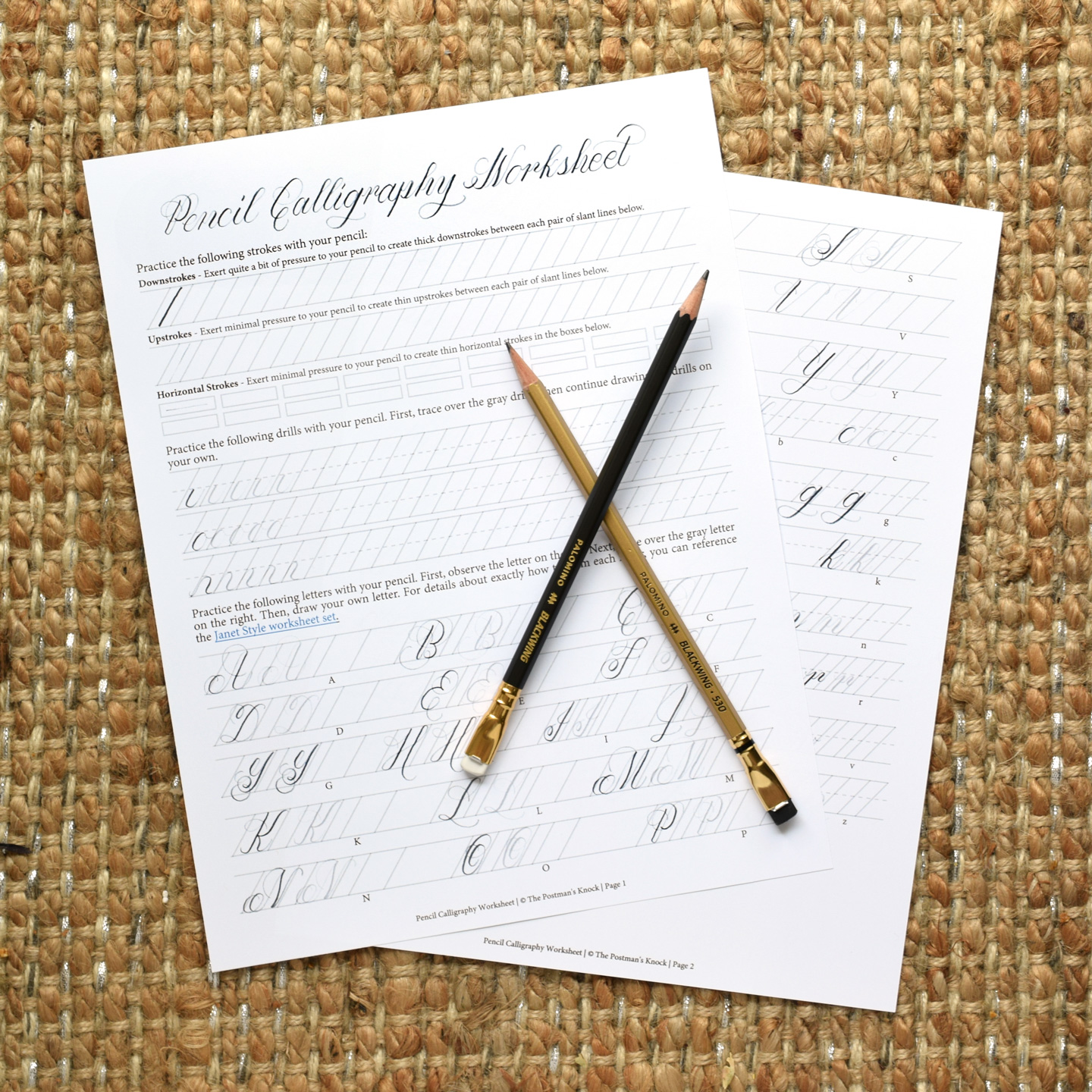 printable-pencil-calligraphy-worksheet-the-postman-s-knock