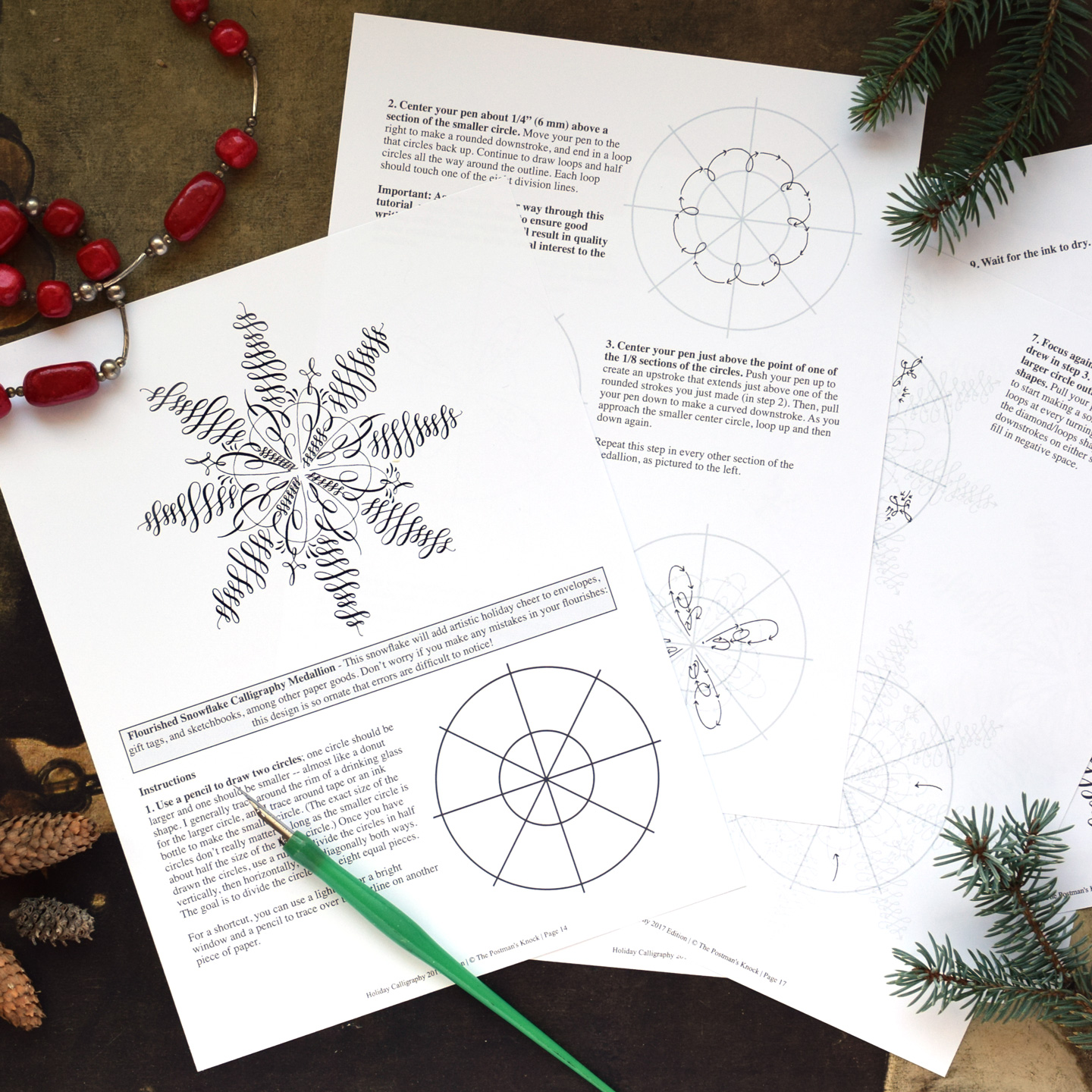 2017 Edition Holiday Calligraphy Printable Exemplar + Worksheet