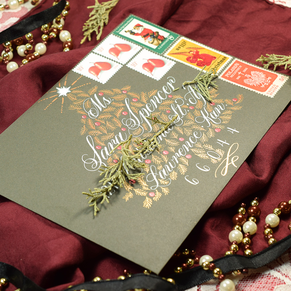 Christmas Tree Holiday Envelope Art Tutorial