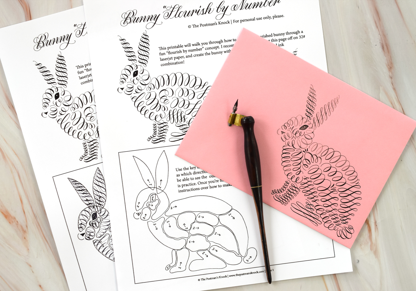 🐰 Easter Calligraphy: Free “Flourish by Number” Bunny Worksheet