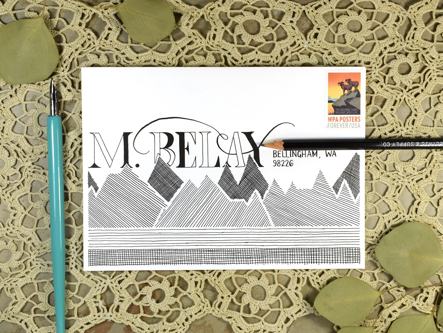 Monochrome Mountains Mail Art Tutorial + Free Printable