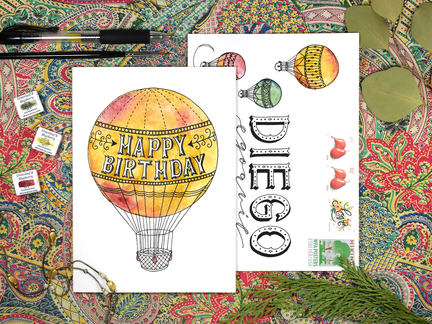 Hot Air Balloon Birthday Card + Matching Envelope Tutorial