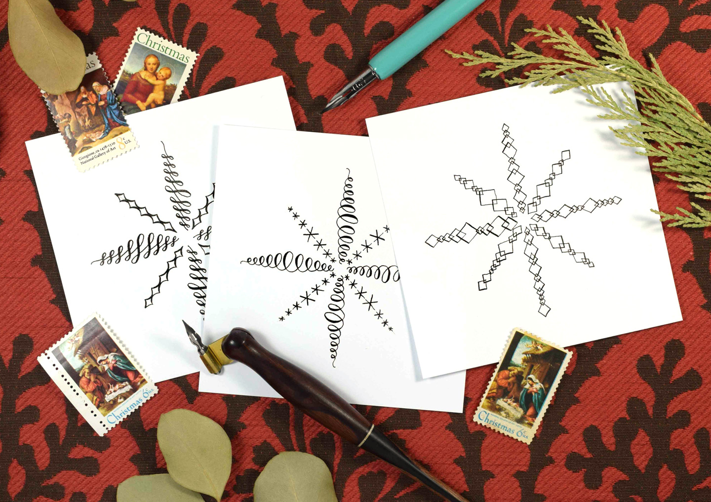 Three Different Ways to Draw a Snowflake