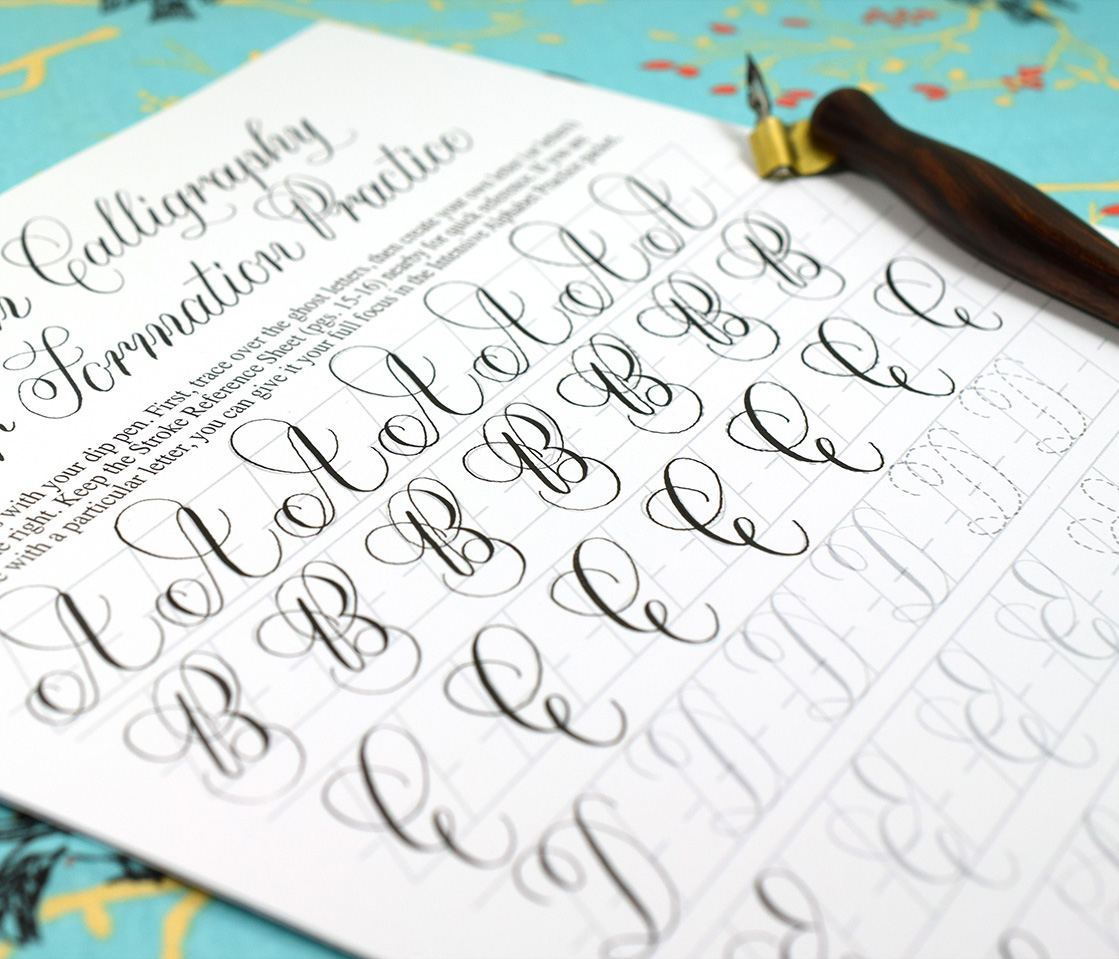 This is a partially-filled Janet Style calligraphy worksheet.