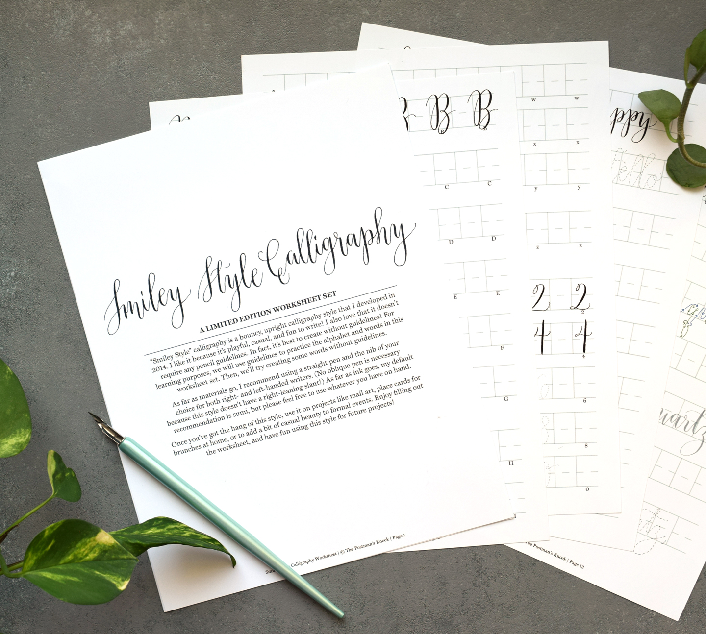 Smiley Style Calligraphy Worksheet: Limited Edition