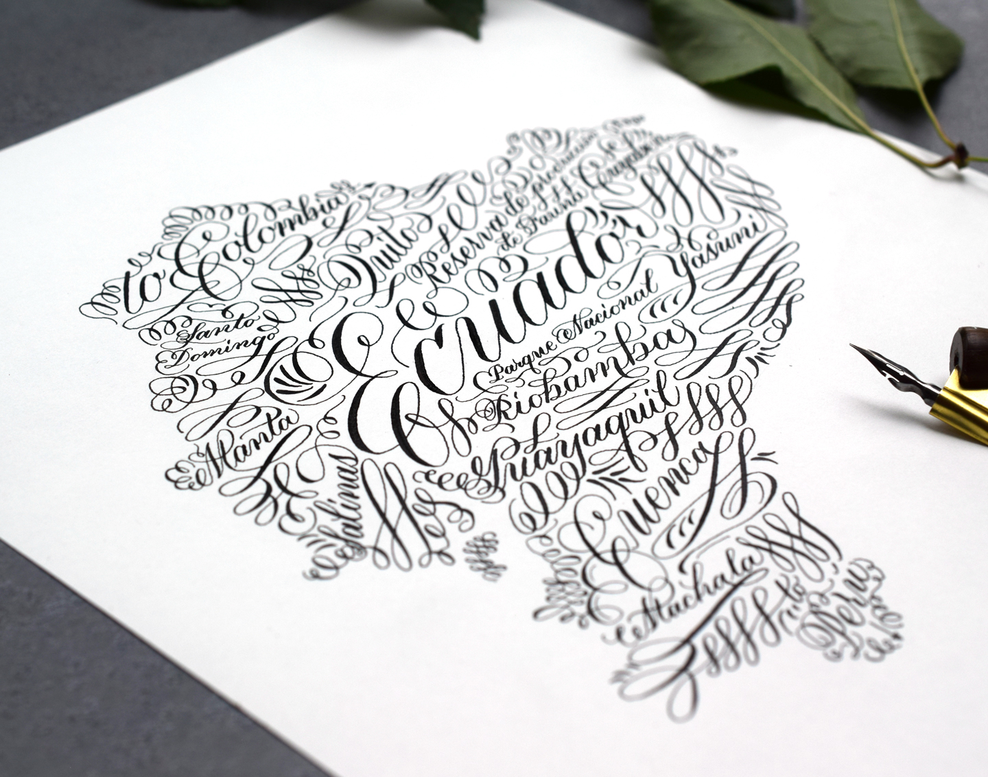 Flourished Calligraphy Country or State Art Tutorial