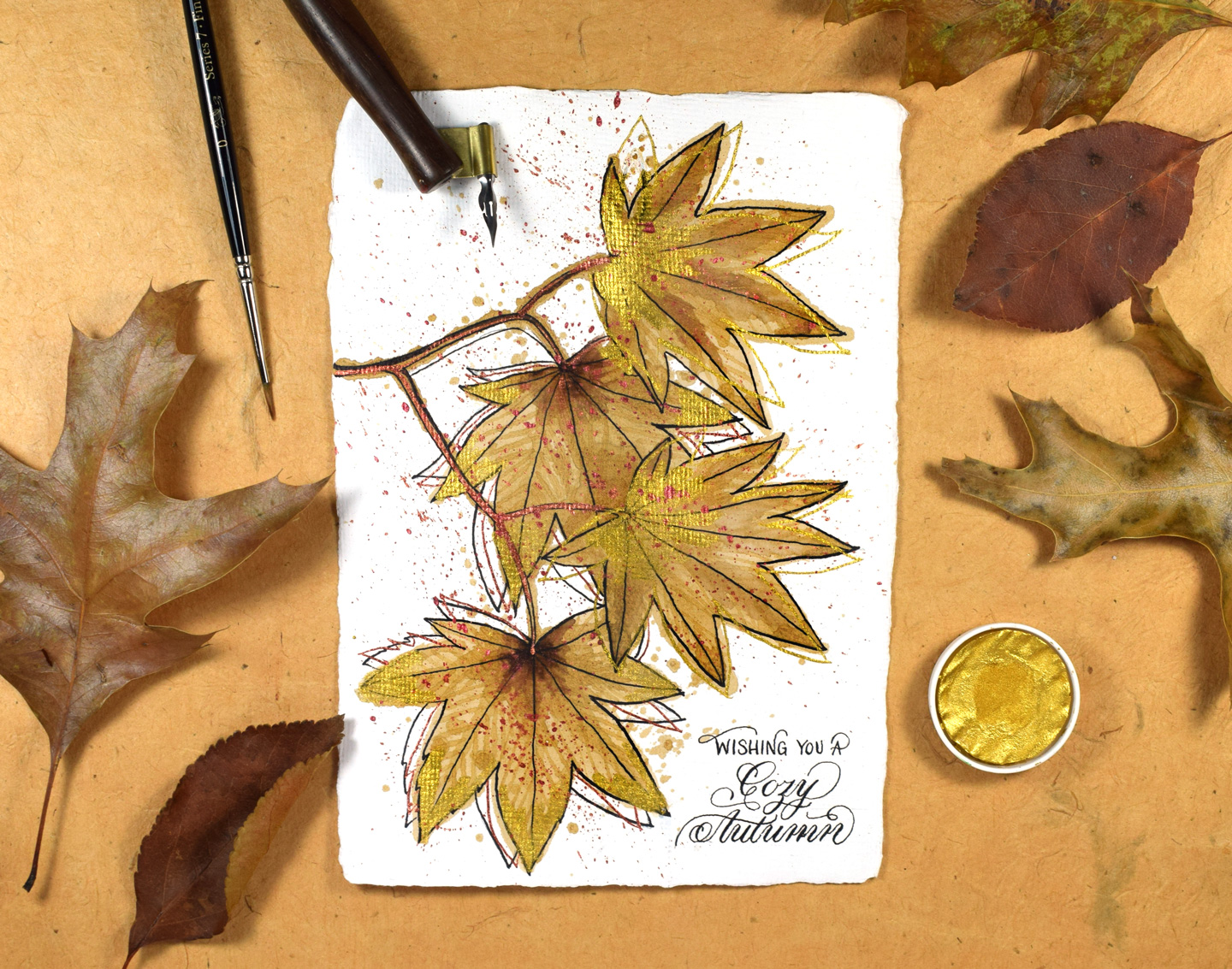 Coffee Stained Autumn Greeting Card Tutorial