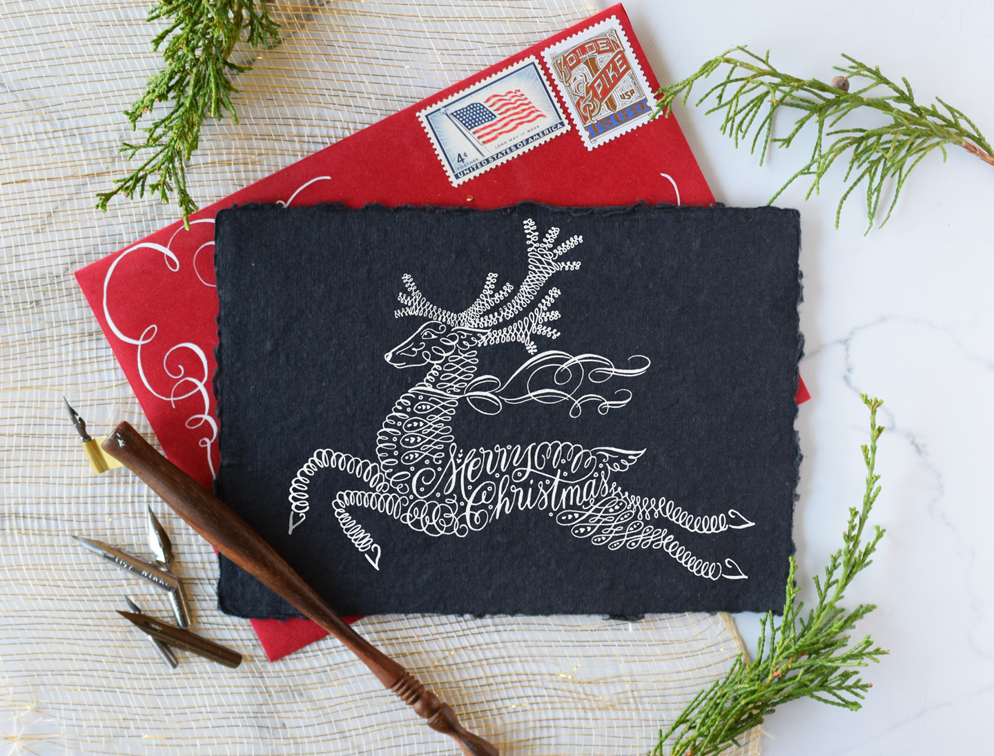 Flourished Calligraphy Reindeer Tutorial (Guest Post by Maureen Vickery)