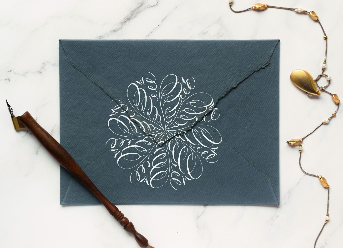 Calligraphy Medallion on an Envelope | The Postman's Knock
