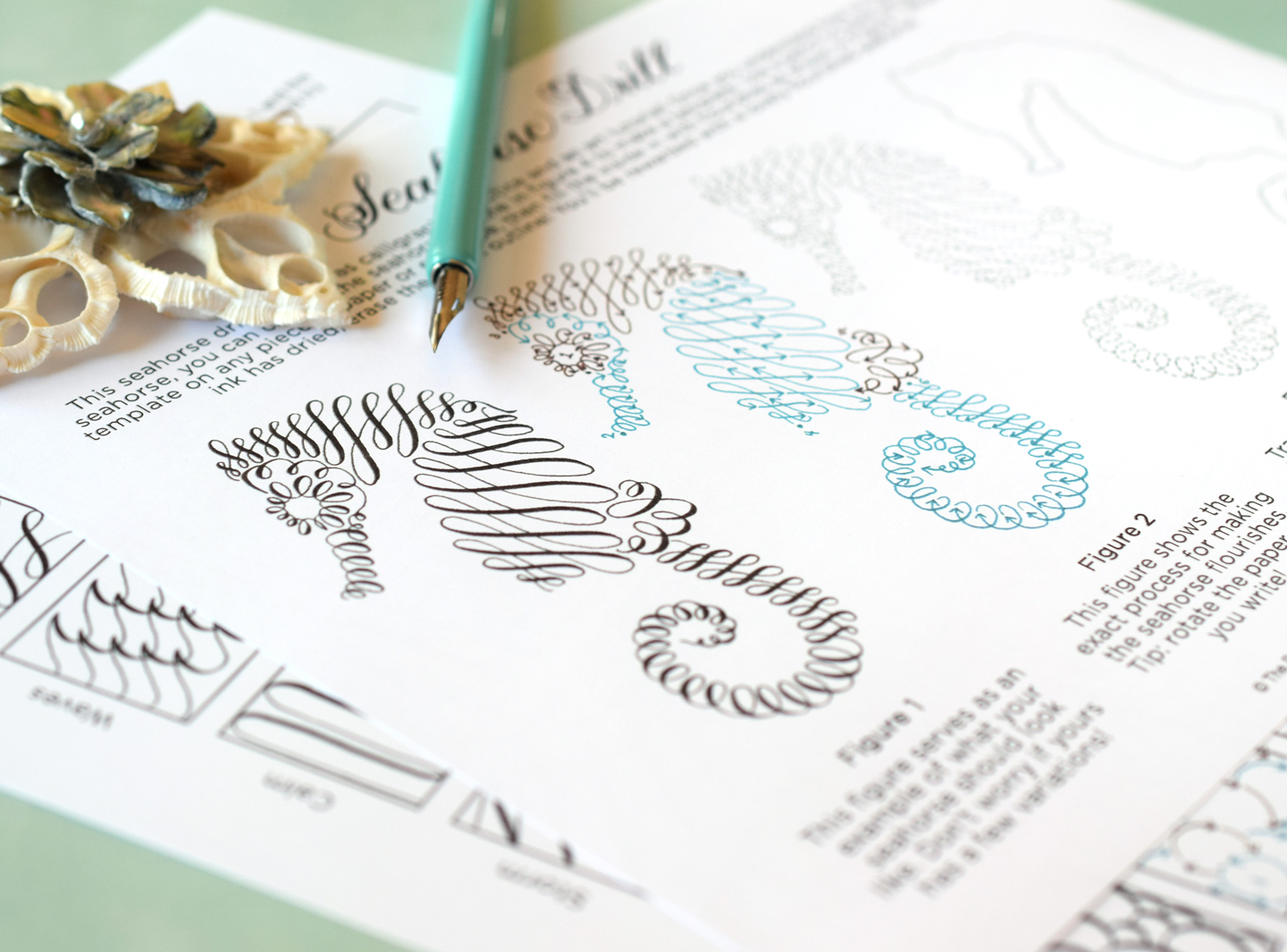 Seahorse-Themed FREE Calligraphy Drills
