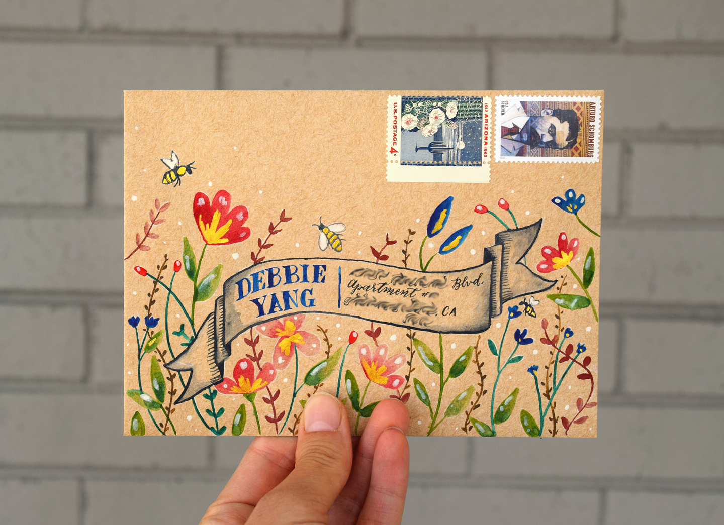 Watercolor Garden Mail Art Tutorial