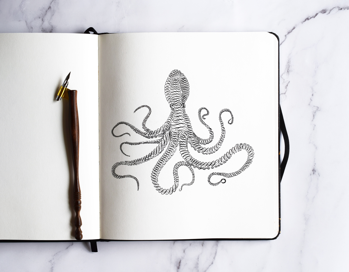 Octopus Calligraphy Art Tutorial