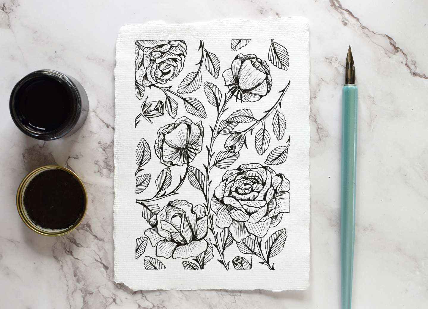 How to Make a Vintage Rose Illustration