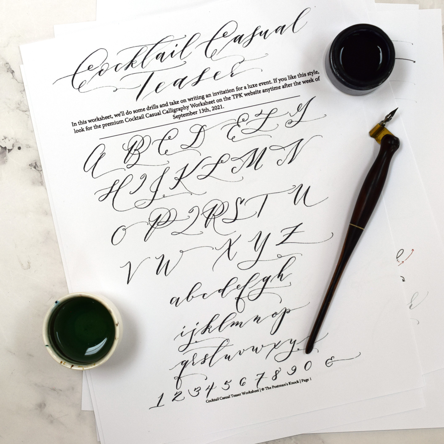 FREE Cocktail Casual Calligraphy Teaser Worksheet