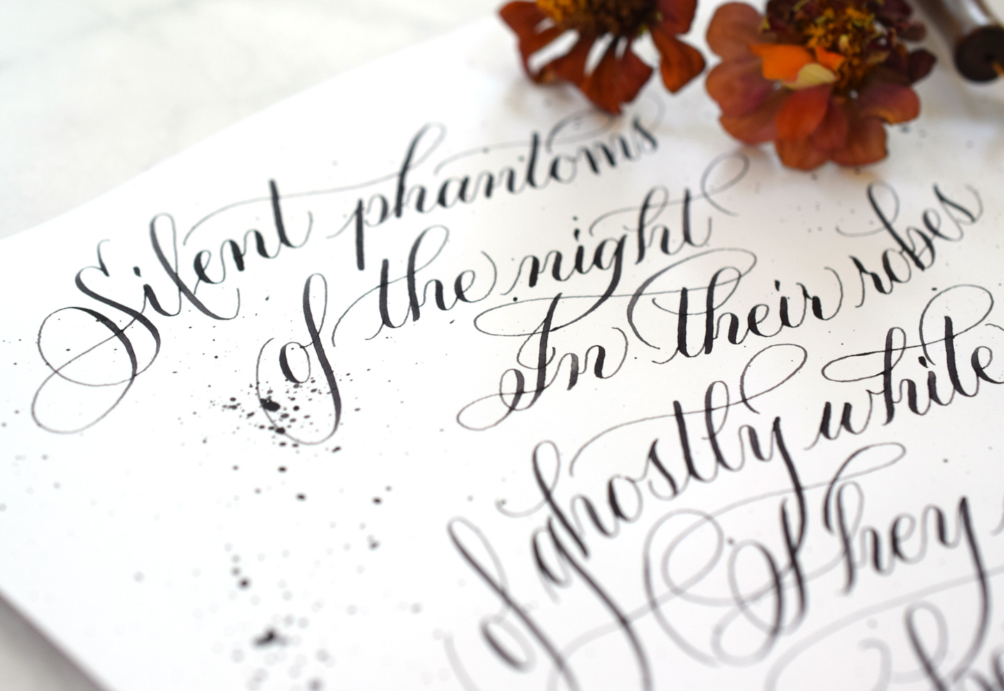 Free “Silent Phantoms” Halloween Calligraphy Worksheet
