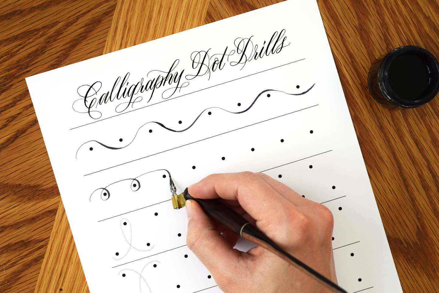 FREE Calligraphy Dot Drills Printable Worksheet