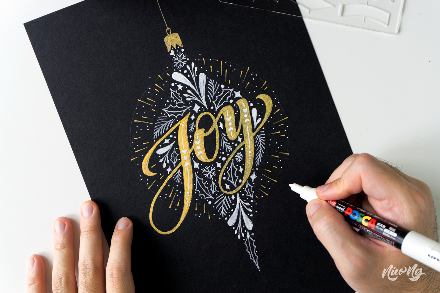Dazzling Holiday Lettering Tutorial by Nico Ng (Includes Free Printable)