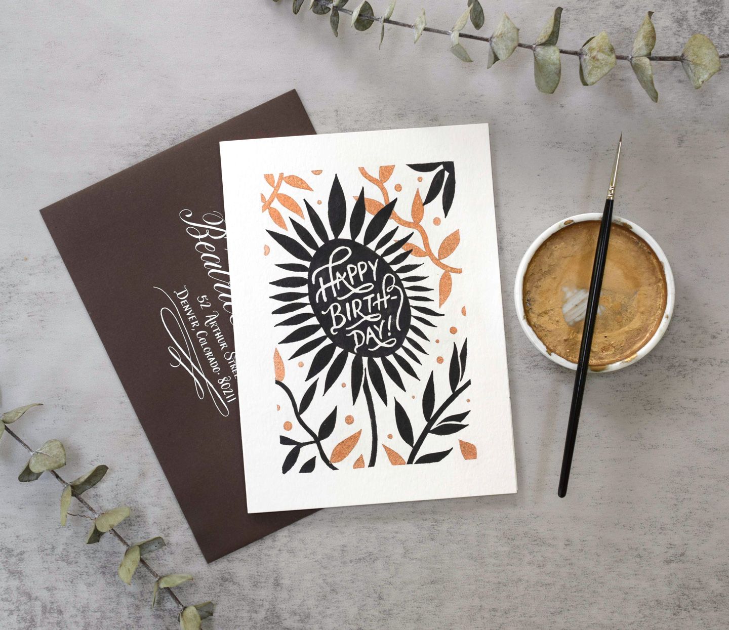 Floral Modernist Birthday Card Tutorial