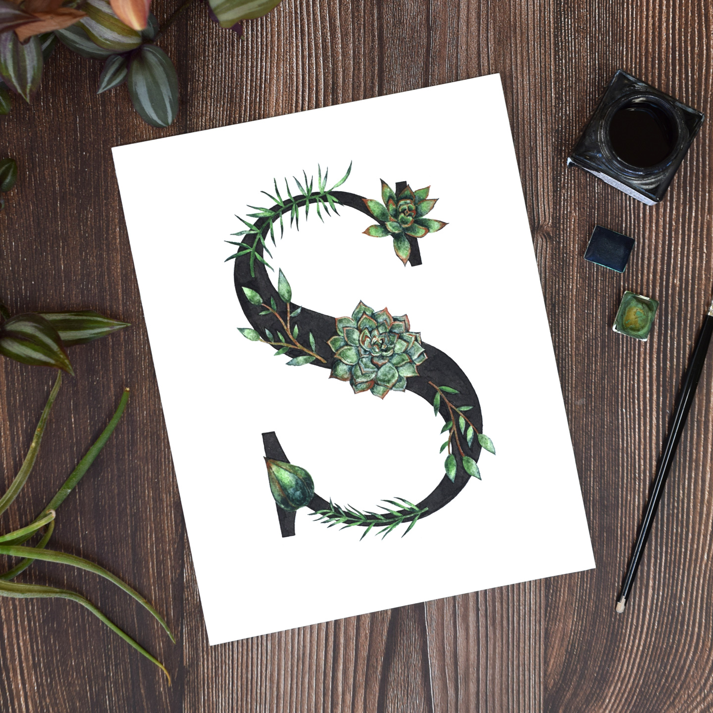 Greenery and Succulents Letter Art Tutorial