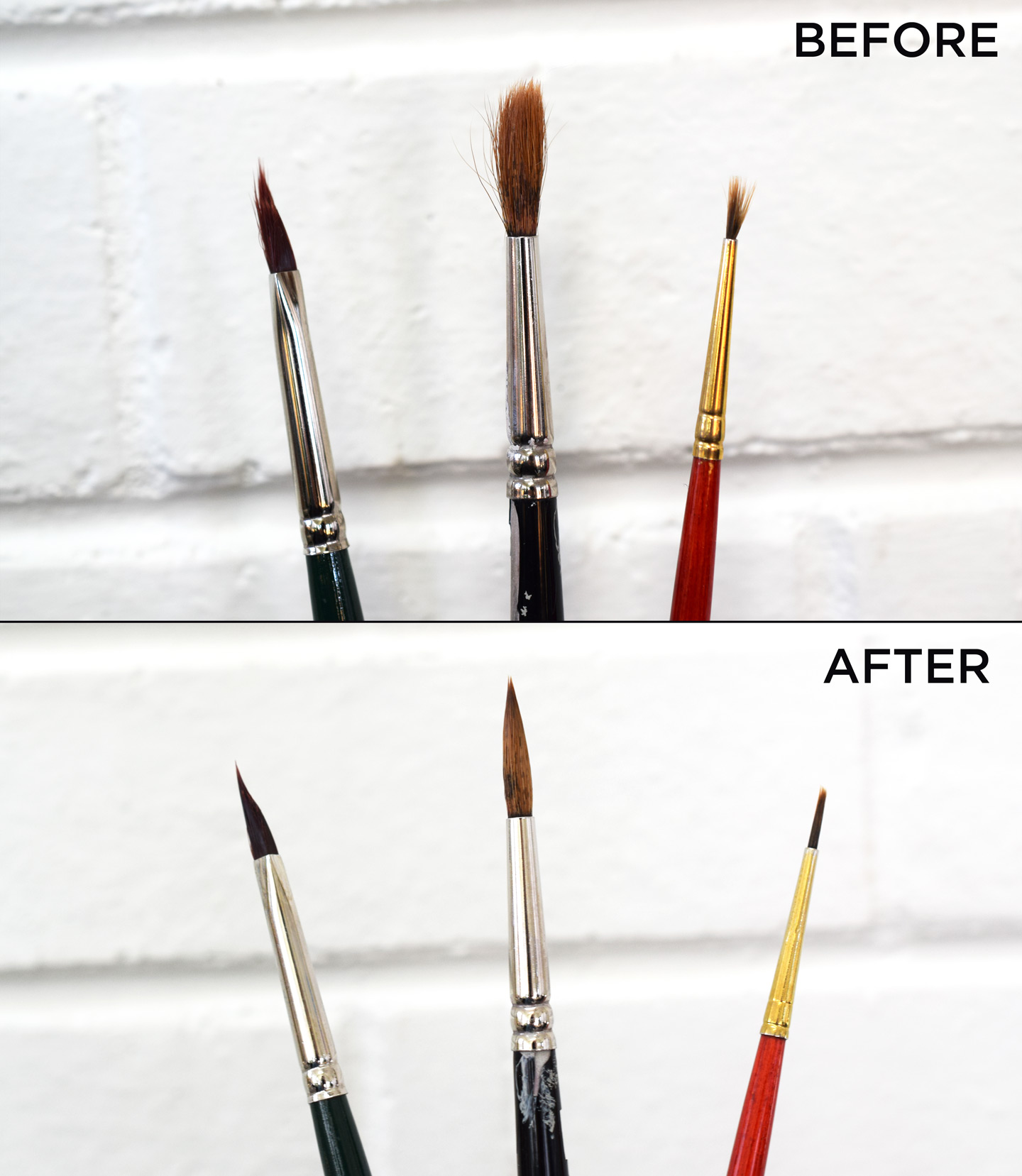 Brushes before and after