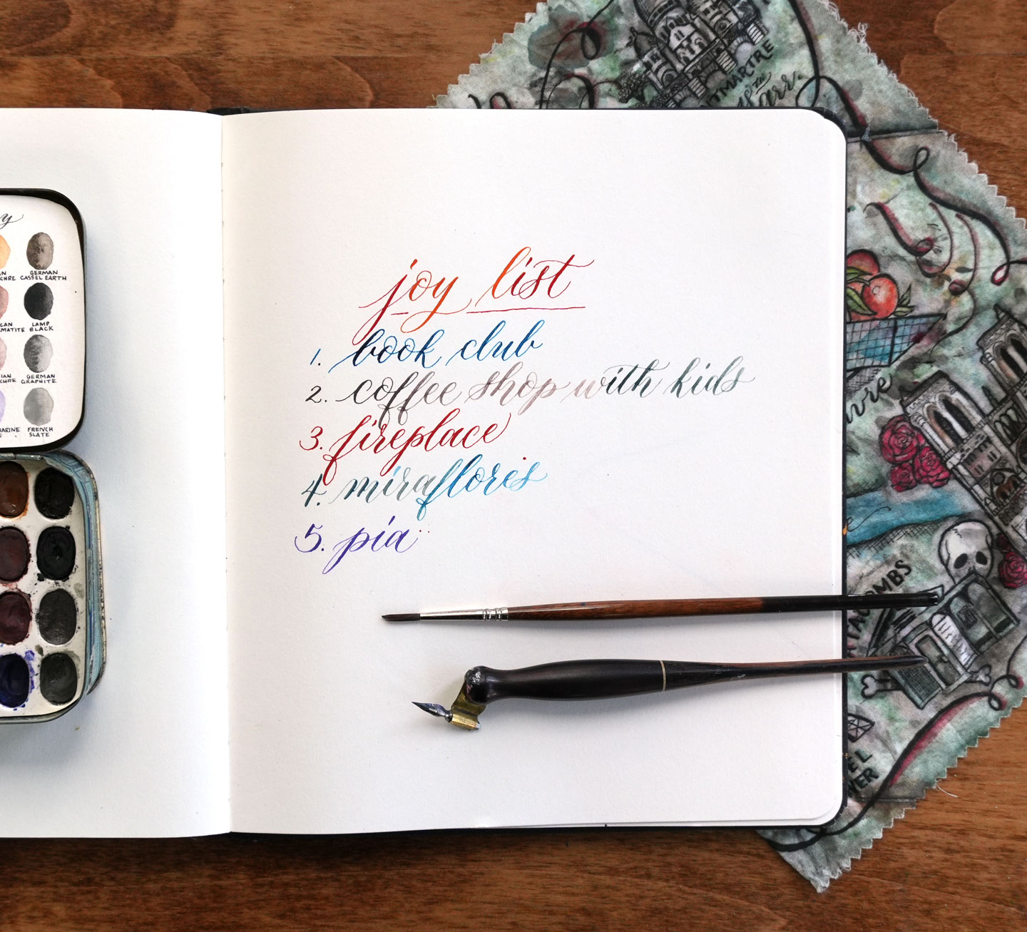 Watercolor calligraphy joy list